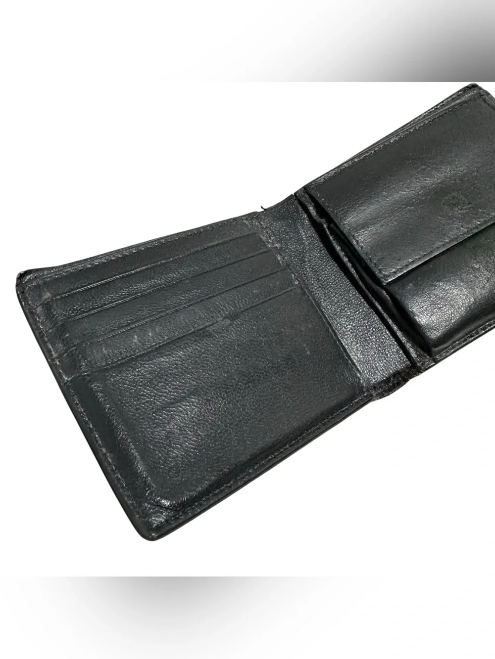 Balenciaga Black Leather & White Spell Out Bifold Wallet